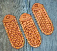 Load image into Gallery viewer, Hand Tooled Cast Iron Handle Covers