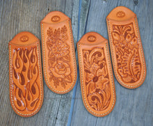 Load image into Gallery viewer, Hand Carved Leather Cast Iron Handle Covers