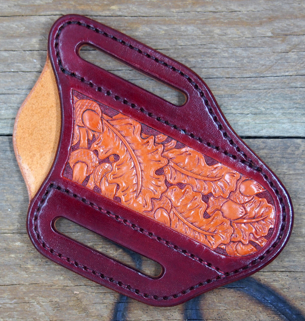 Mahogany Oak Leaf Large Knife Sheath