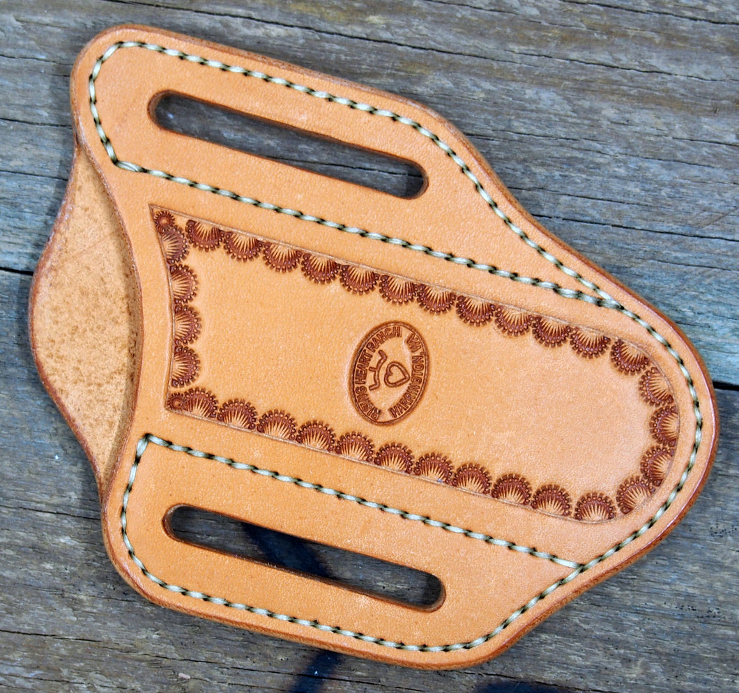 Border Tooled Large Pancake Knife Sheath